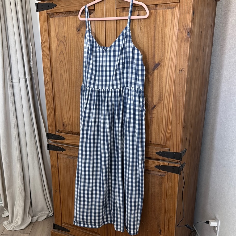 Old Navy Blue and White Checkered Maxi Dress sz XXL